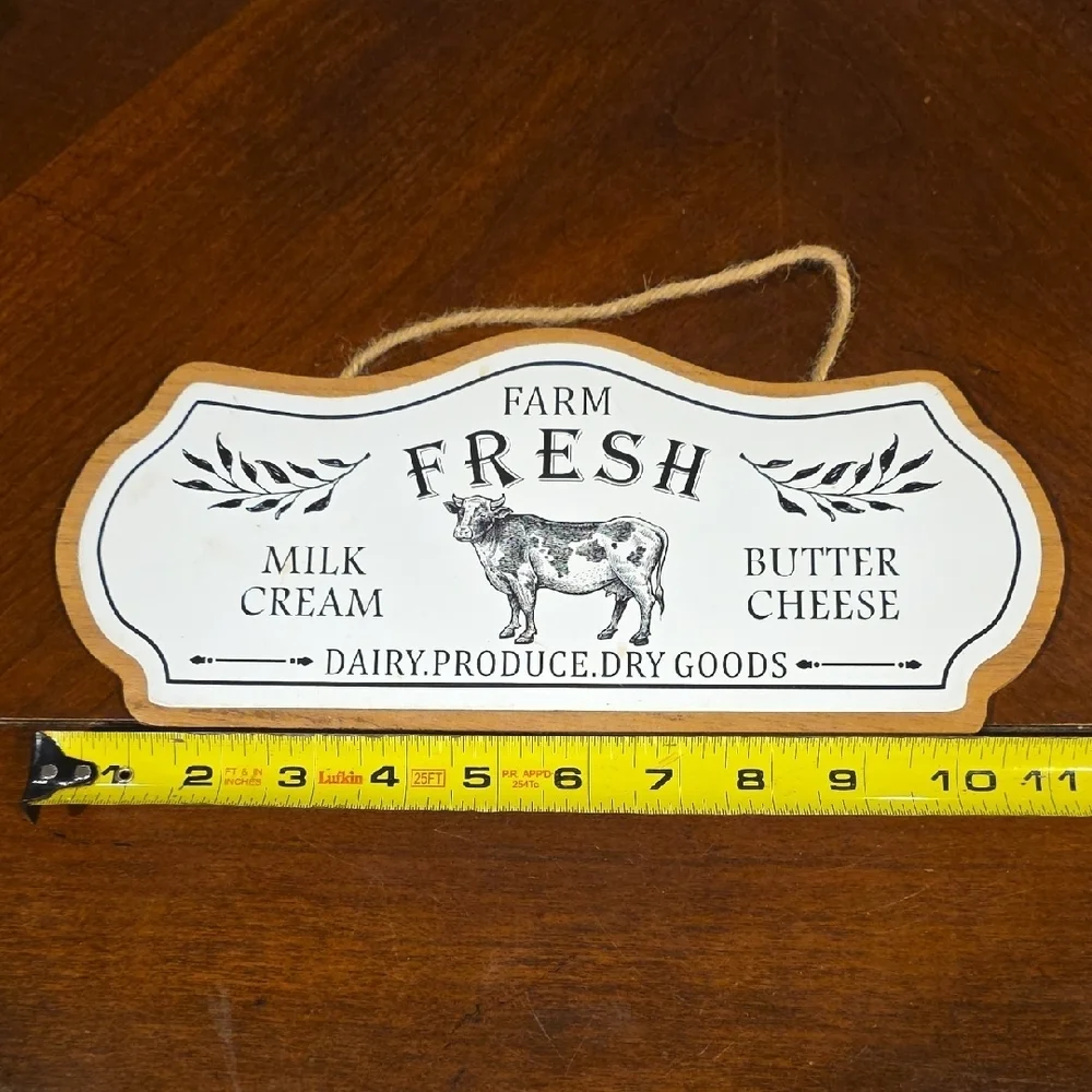 (J10) Farm Fresh Dairy Wall Sign - Black and White